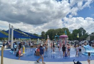 So many people enjoying at the water park