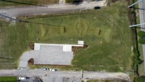Top view of a ground with some design